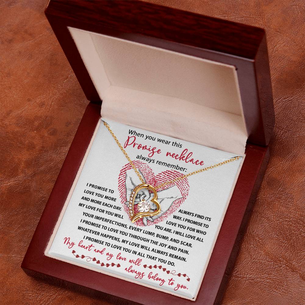 Promise Necklace, My Heart And My Love Will Always Belong To You, Forever Love Heart Necklace Message Card