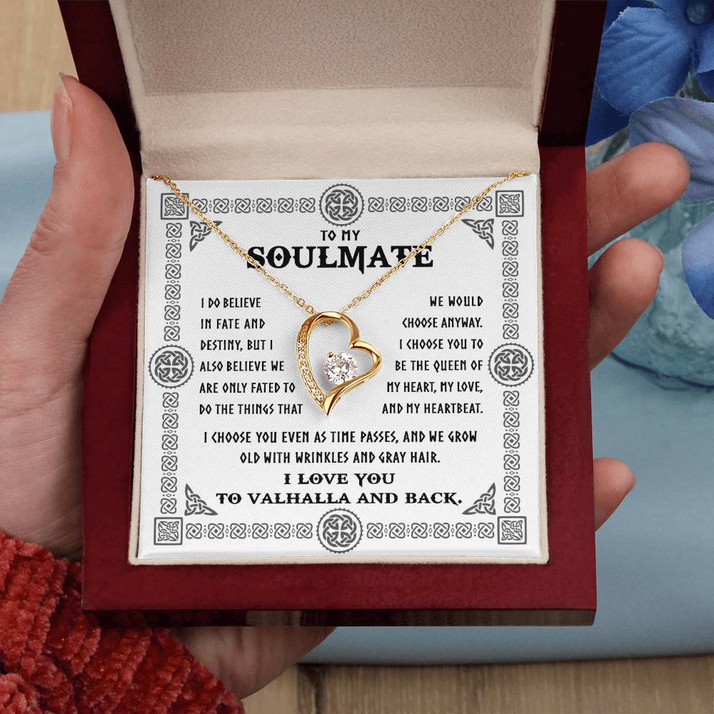 To My Soulmate, I Choose You Even As We Grow Old, Forever Love Heart Necklace Message Card