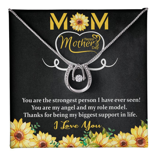 Lucky In Love Wishbone Necklace - - MOM - Happy Mothers Day - Sunflower-Mom