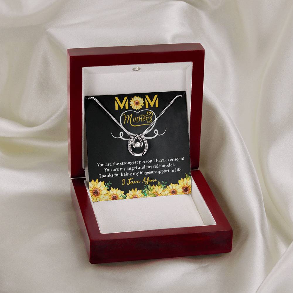 Lucky In Love Wishbone Necklace - - MOM - Happy Mothers Day - Sunflower-Mom