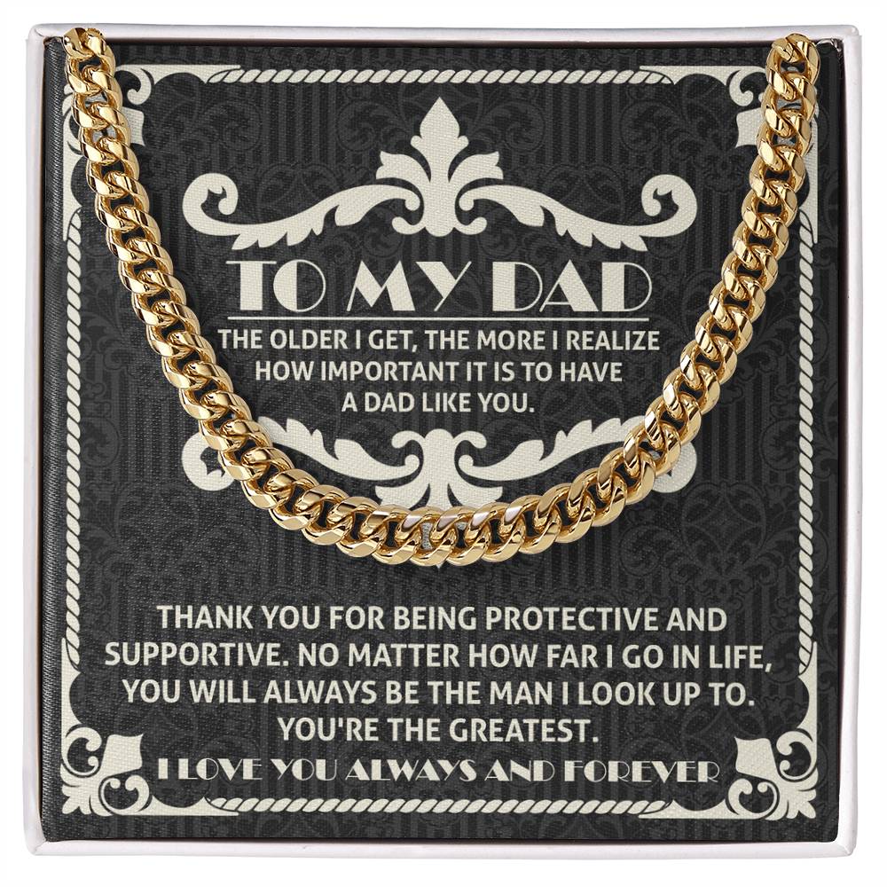 To My Dad, You Will Always Be The Man I Look Up To, Cuban Link Chain Message Card