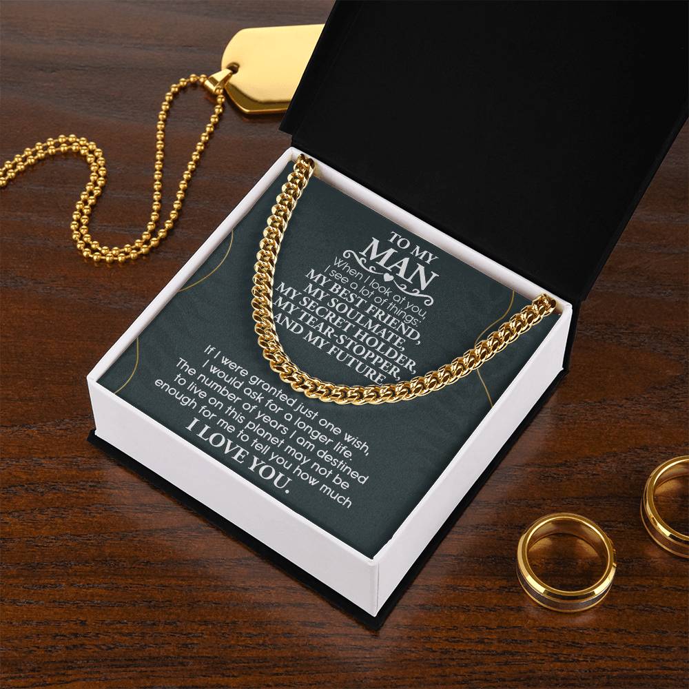 To My Man, My Best Friend, My Soulmate, And My Future, Cuban Link Chain Message Card