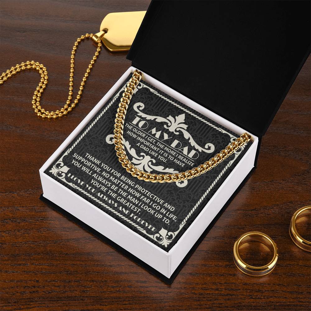 To My Dad, You Will Always Be The Man I Look Up To, Cuban Link Chain Message Card