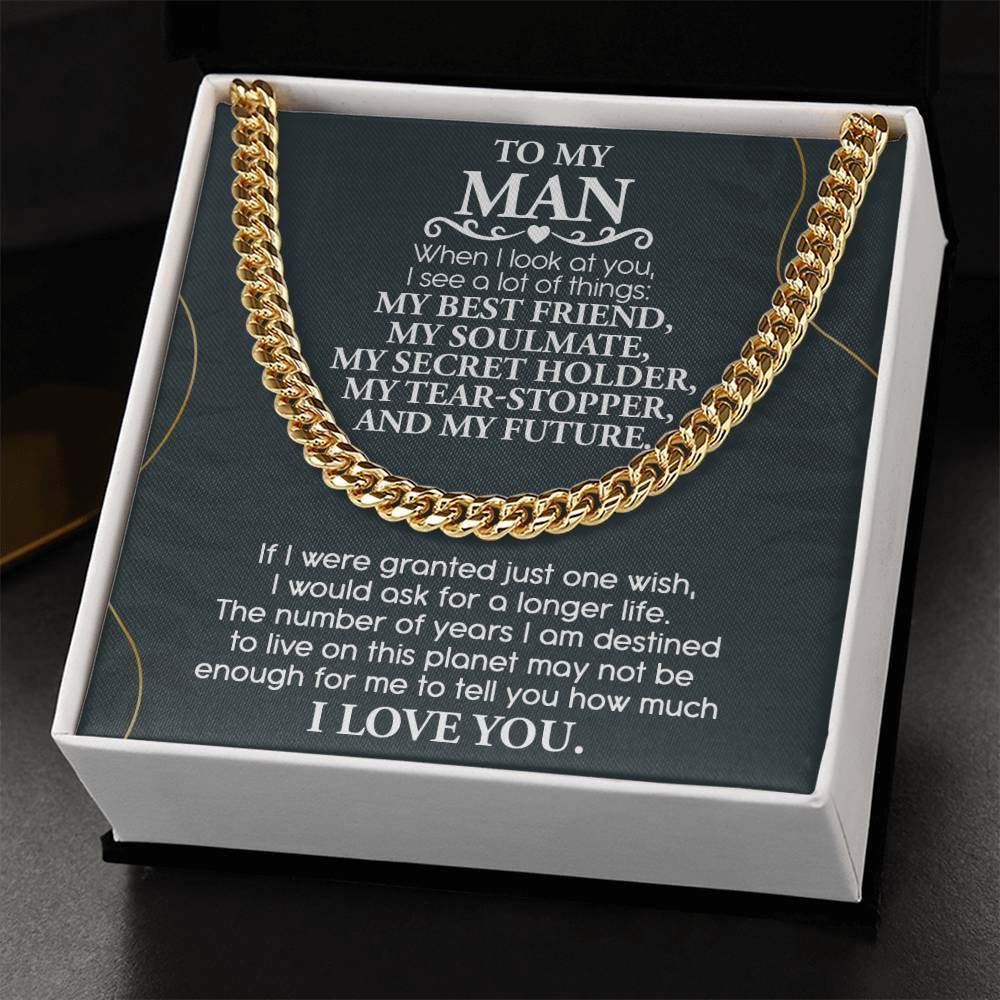 To My Man, My Best Friend, My Soulmate, And My Future, Cuban Link Chain Message Card