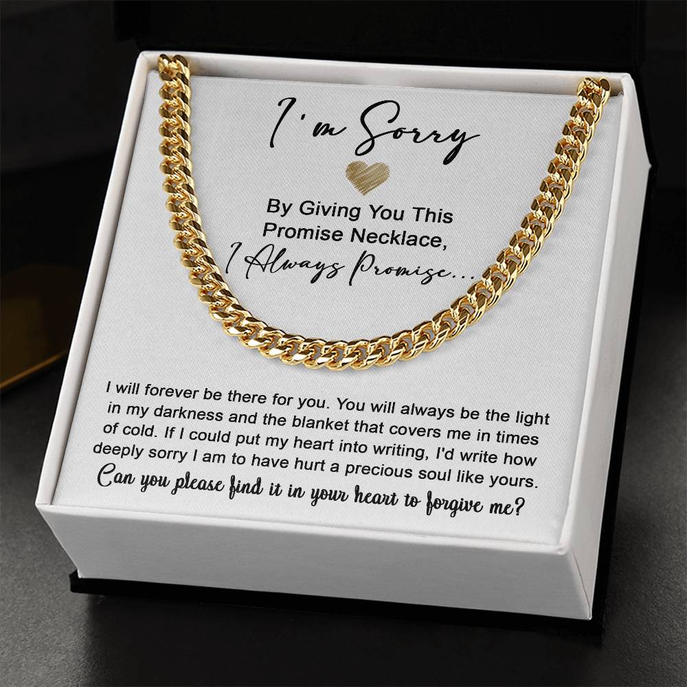 Gift For Him, Sorry, Please Forgive Me, Cuban Link Chain Necklace