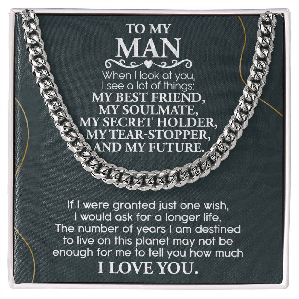 To My Man, My Best Friend, My Soulmate, And My Future, Cuban Link Chain Message Card