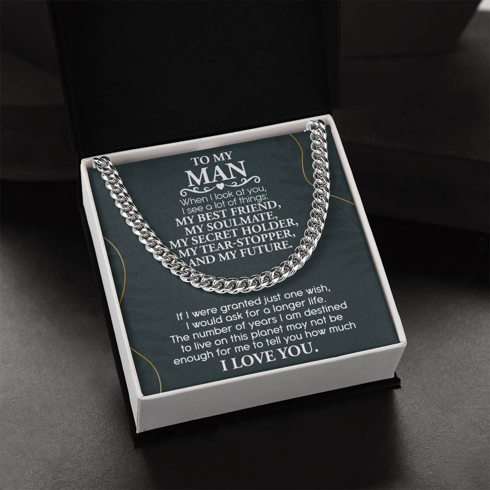 To My Man, My Best Friend, My Soulmate, And My Future, Cuban Link Chain Message Card