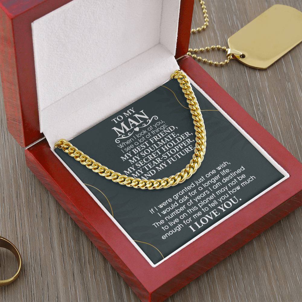 To My Man, My Best Friend, My Soulmate, And My Future, Cuban Link Chain Message Card