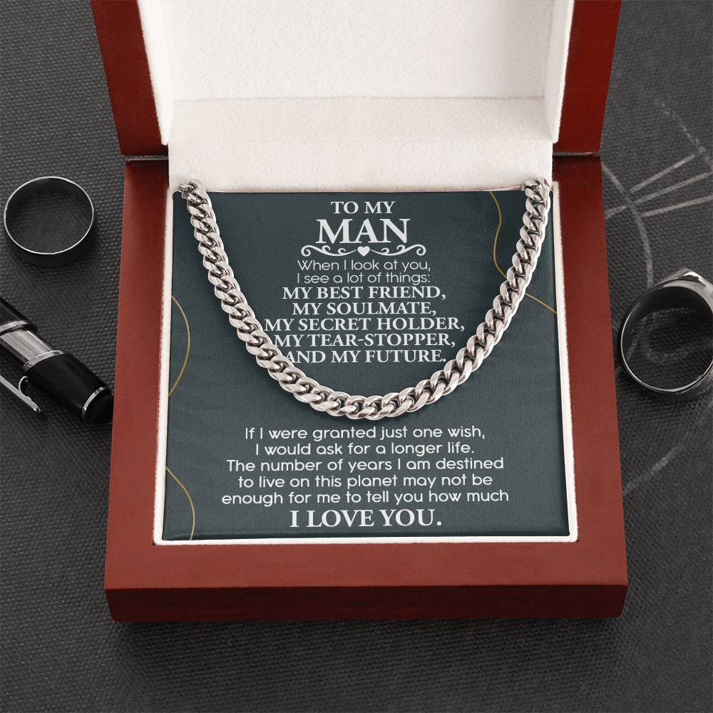 To My Man, My Best Friend, My Soulmate, And My Future, Cuban Link Chain Message Card