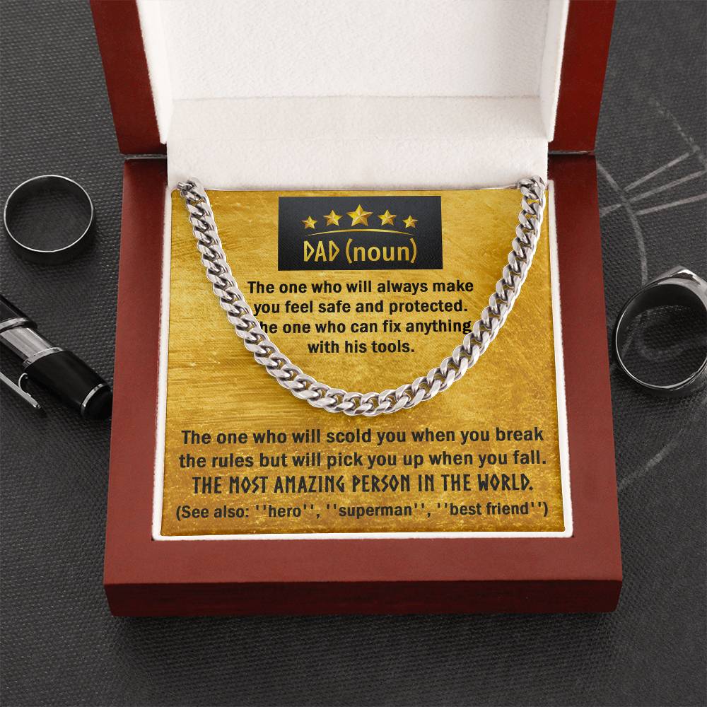 To My Dad, The Most Amazing Person In The World, Cuban Link Chain, Gift For Dad