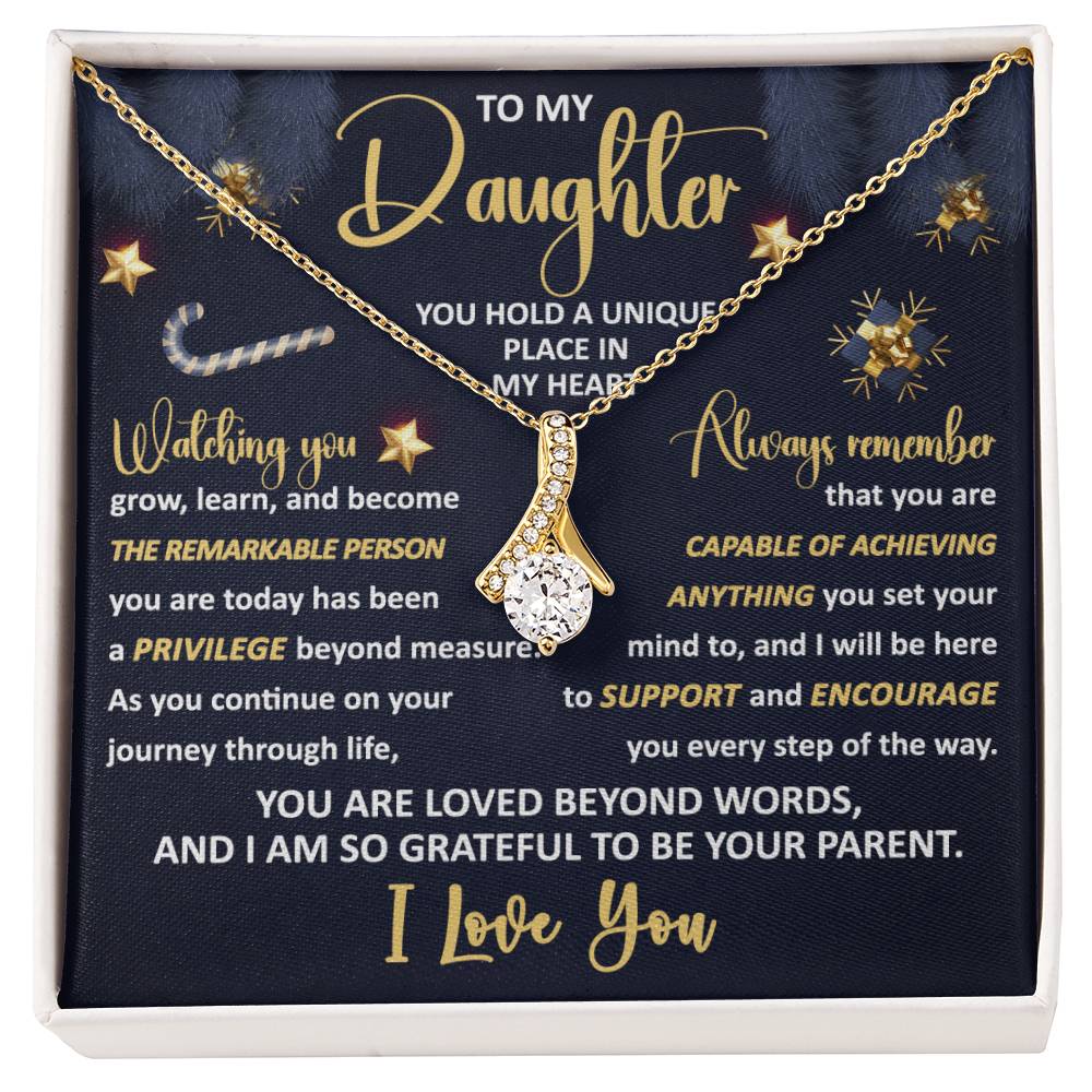 Christmas Gift For Daughter, Gift For Daughter From Mom Dad, Unique Place In The Heart, Alluring Beauty Necklace Message Card