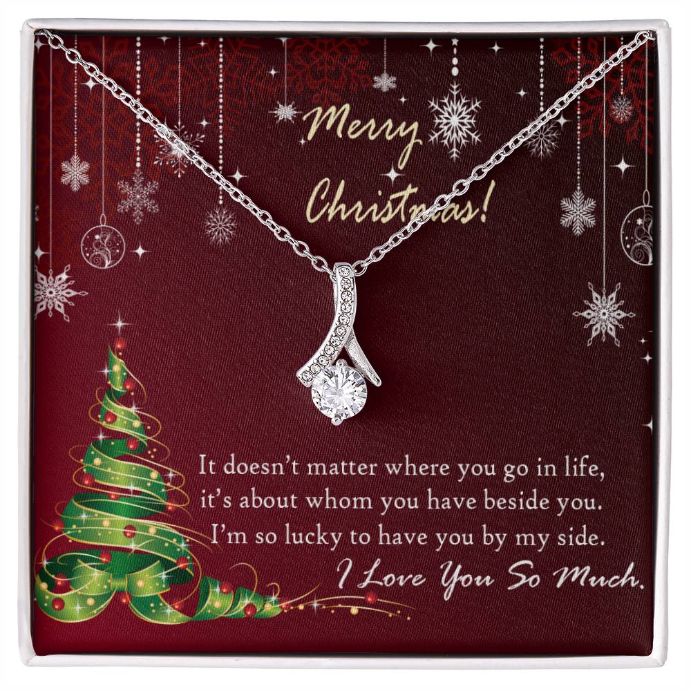 Christmas Message Card Jewelry, I Am So Lucky To Have You By My Side, Alluring Beauty Necklace Message Card