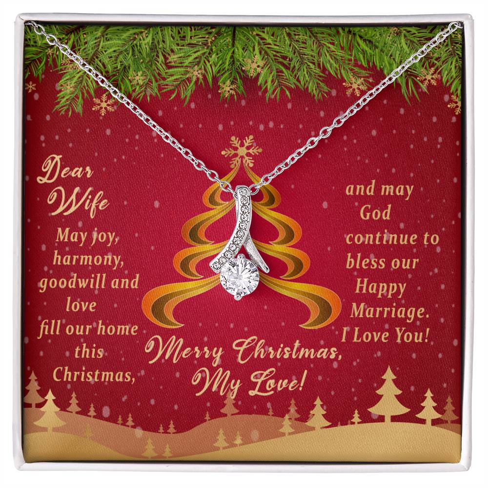 Christmas Message Card Jewelry, May God Continue To Bless Our Happy Marriage, Alluring Beauty Necklace Message Card