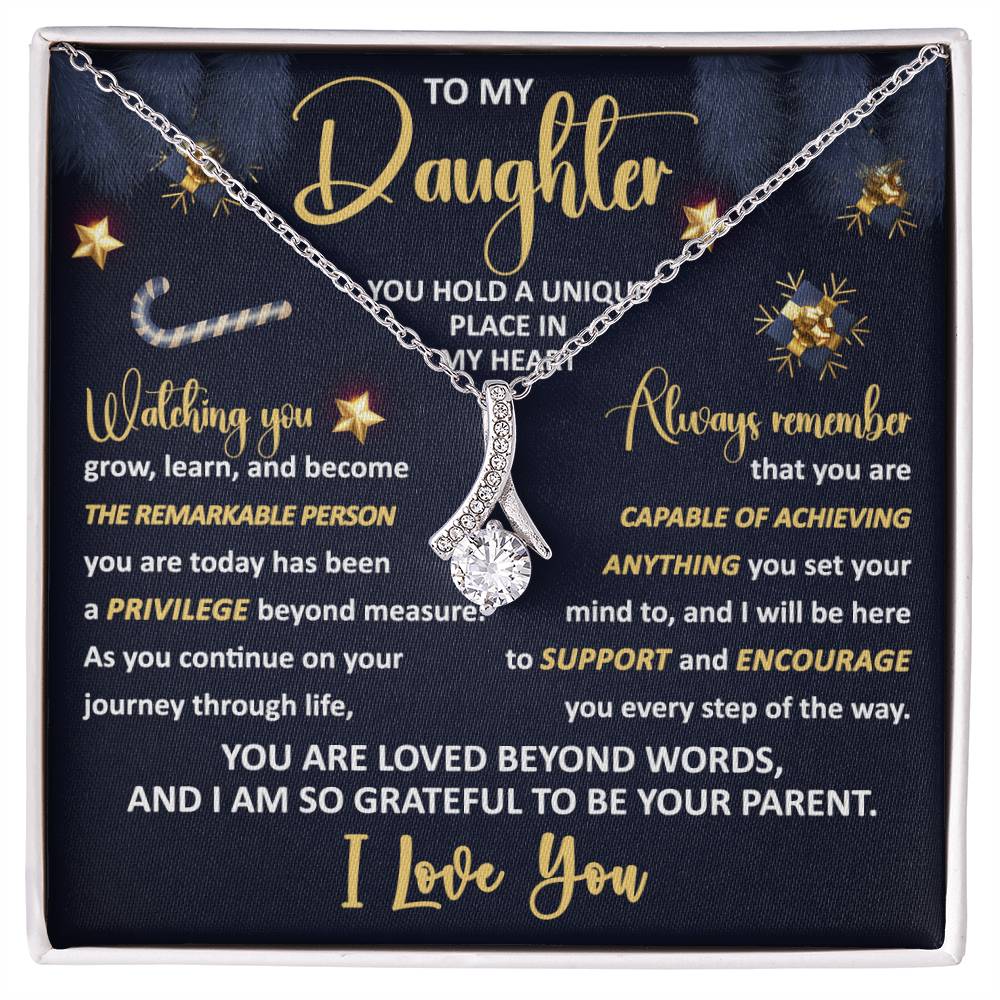 Christmas Gift For Daughter, Gift For Daughter From Mom Dad, Unique Place In The Heart, Alluring Beauty Necklace Message Card