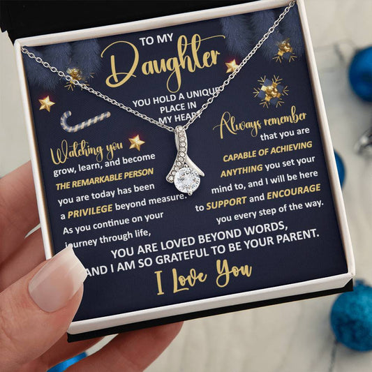 Christmas Gift For Daughter, Gift For Daughter From Mom Dad, Unique Place In The Heart, Alluring Beauty Necklace Message Card
