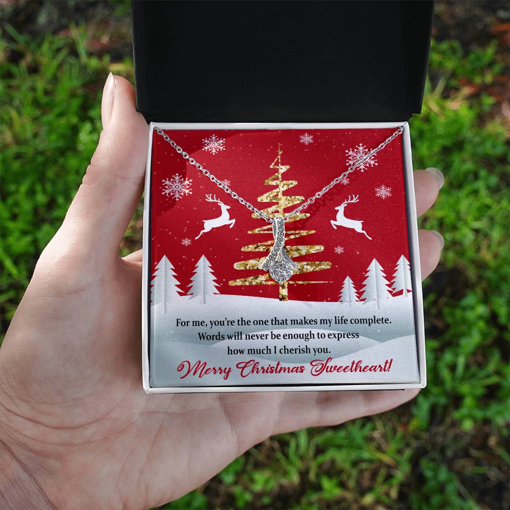 Christmas Message Card Jewelry, You Make My Life Complete, Alluring Beauty Necklace Message Card