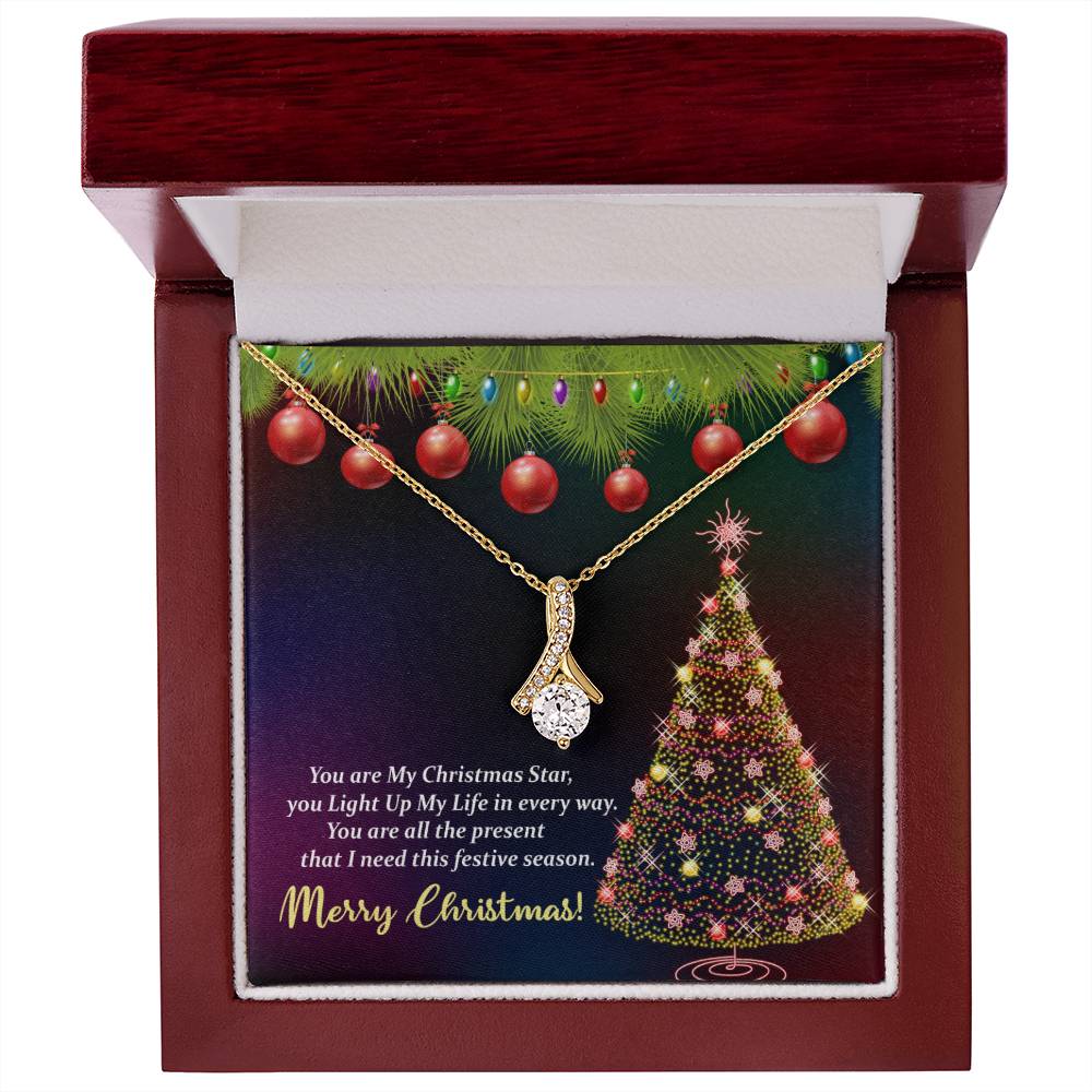 Christmas Message Card Jewelry, My Christmas Star, You Light Up My Life In Every Way, Alluring Beauty Necklace Message Card