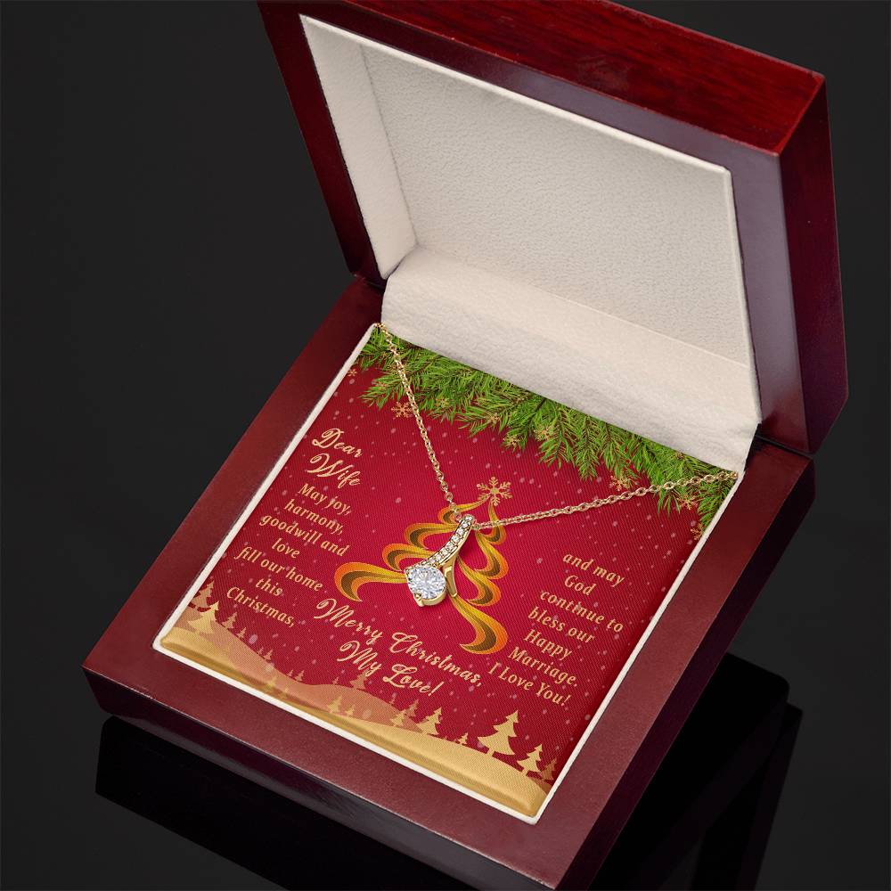 Christmas Message Card Jewelry, May God Continue To Bless Our Happy Marriage, Alluring Beauty Necklace Message Card