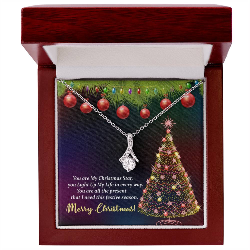 Christmas Message Card Jewelry, My Christmas Star, You Light Up My Life In Every Way, Alluring Beauty Necklace Message Card