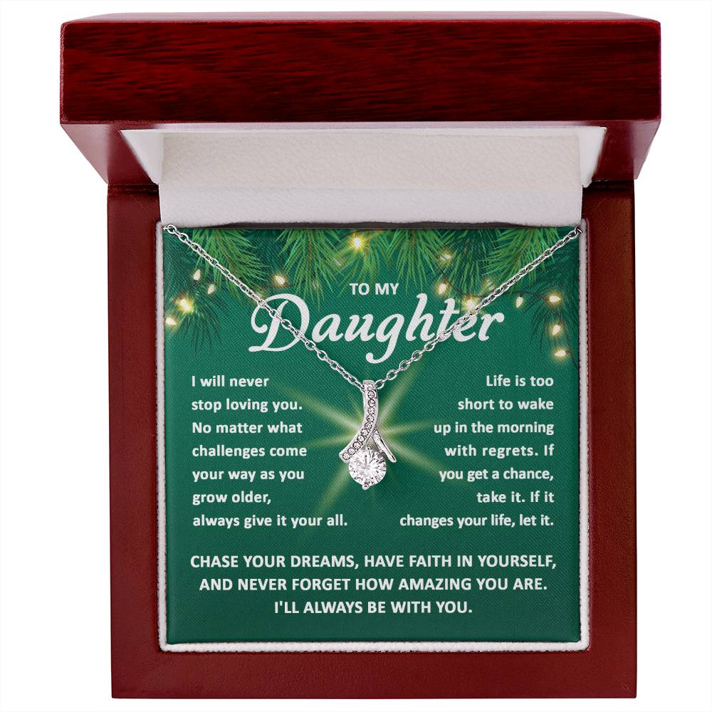 Christmas Gift For Daughter, Gift For Daughter From Mom Dad, Chase Your Dreams, Alluring Beauty Necklace Message Card