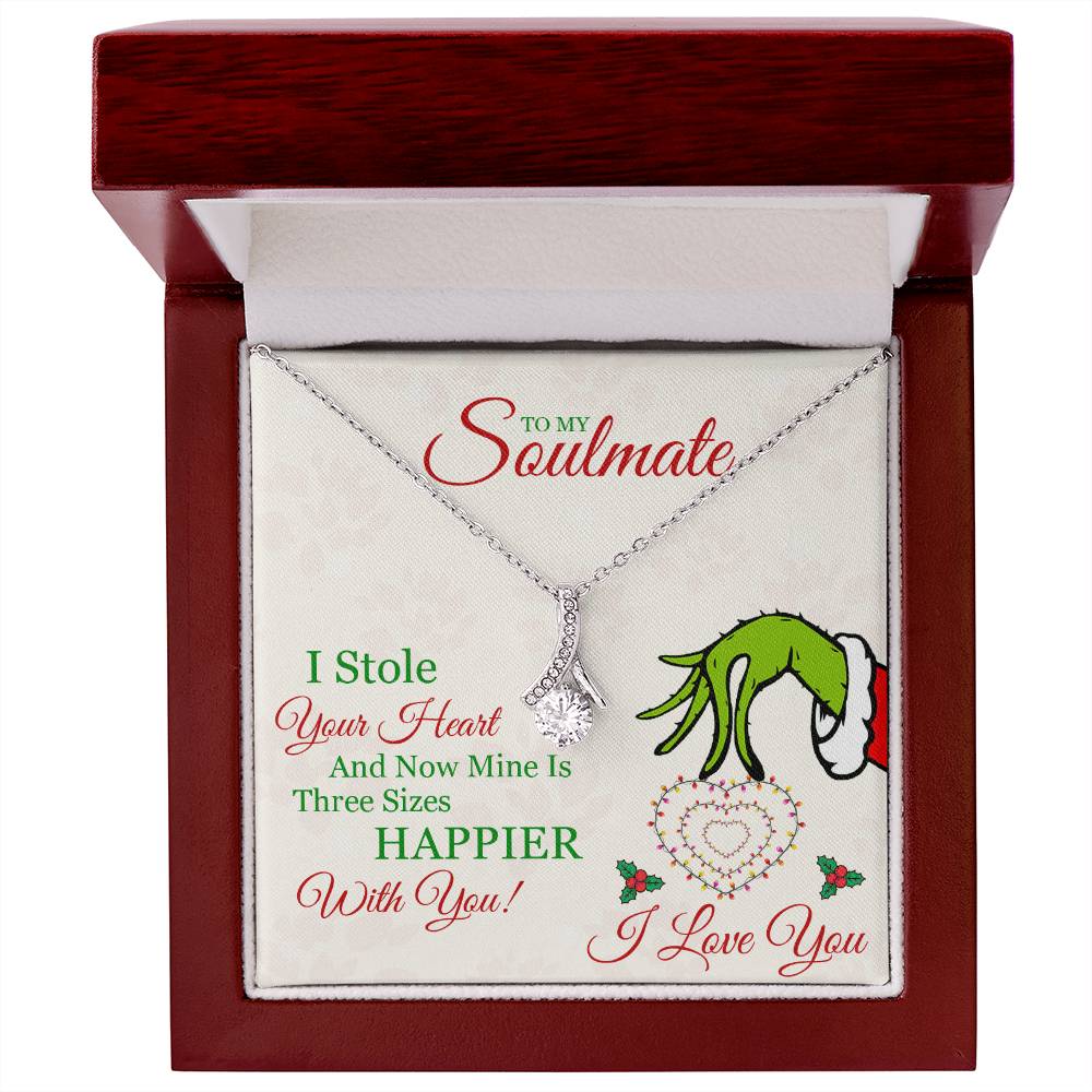 To My Soulmate, Grinch Necklace For Wife, I Stole Your Heart, Alluring Beauty Necklace Message Card