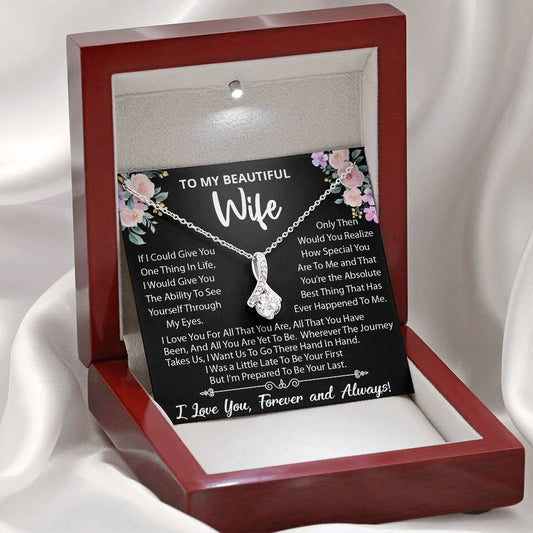 To My Beautiful Wife, Wherever The Journey Takes Us., Alluring Beauty Necklace Message Card