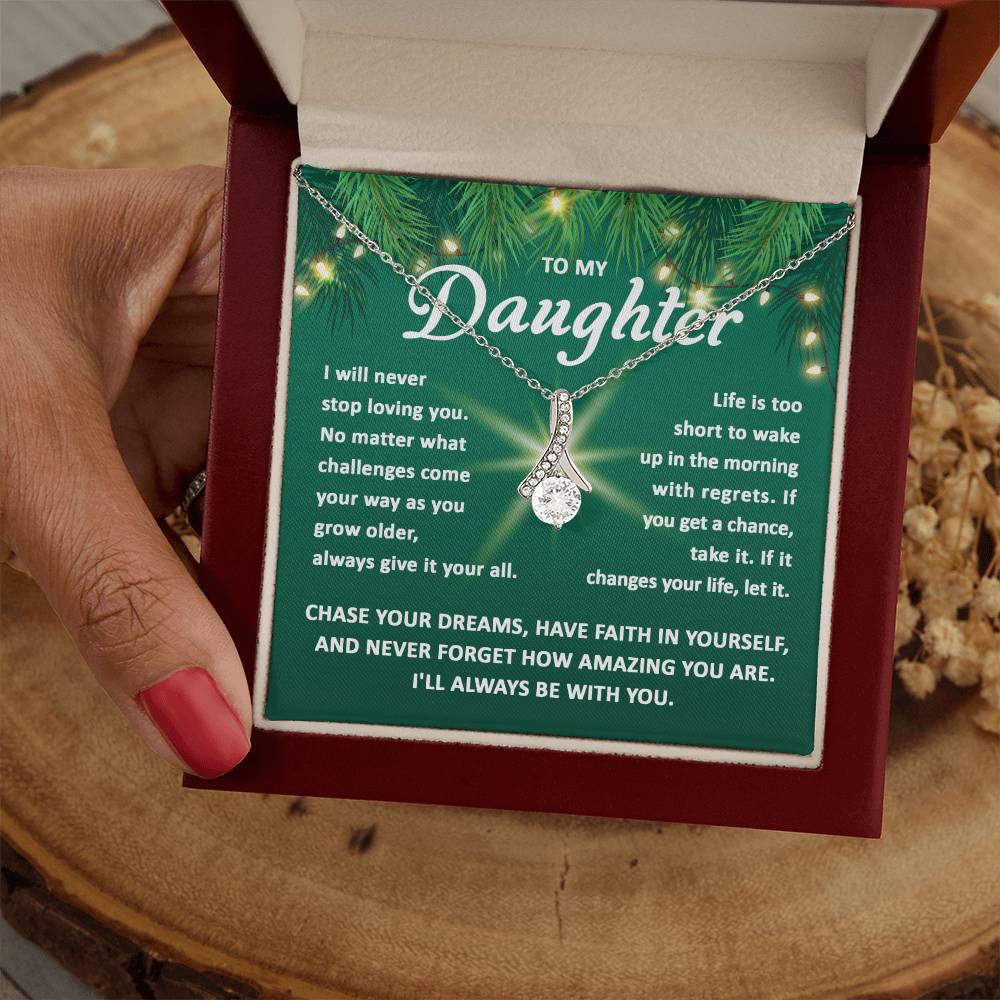 Christmas Gift For Daughter, Gift For Daughter From Mom Dad, Chase Your Dreams, Alluring Beauty Necklace Message Card