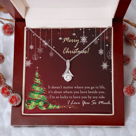 Christmas Message Card Jewelry, I Am So Lucky To Have You By My Side, Alluring Beauty Necklace Message Card