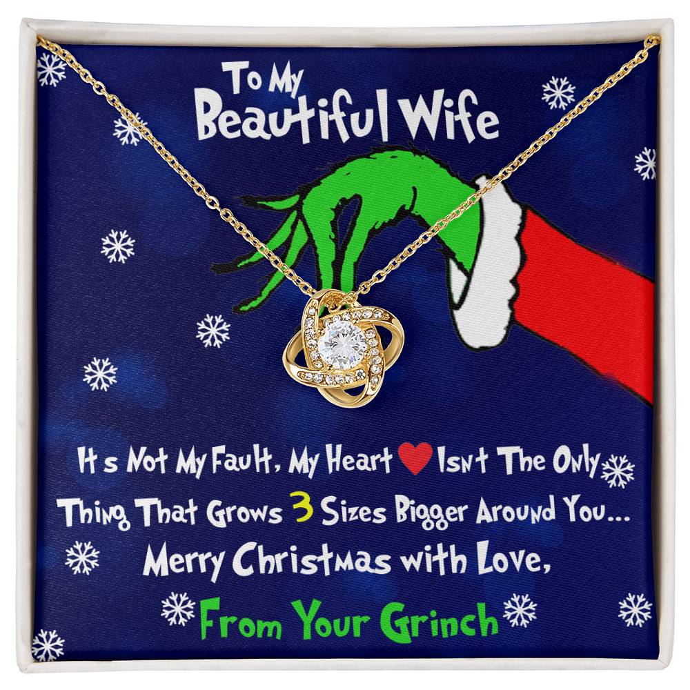 Grinch Necklace For Wife, To My Beautiful Wife, Funny Gift For Wife, Love Knot Necklace