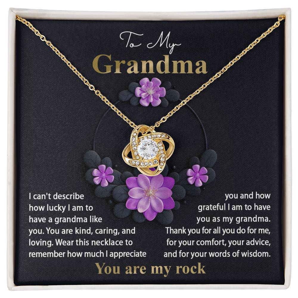 To My Grandma, You Are My Rock, Love Knot Necklace