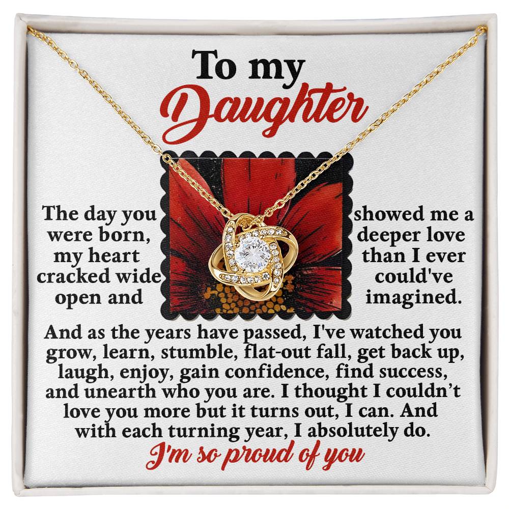 To My Daughter, The Day You Were Born, Love Knot Necklace, Gift For Daughter