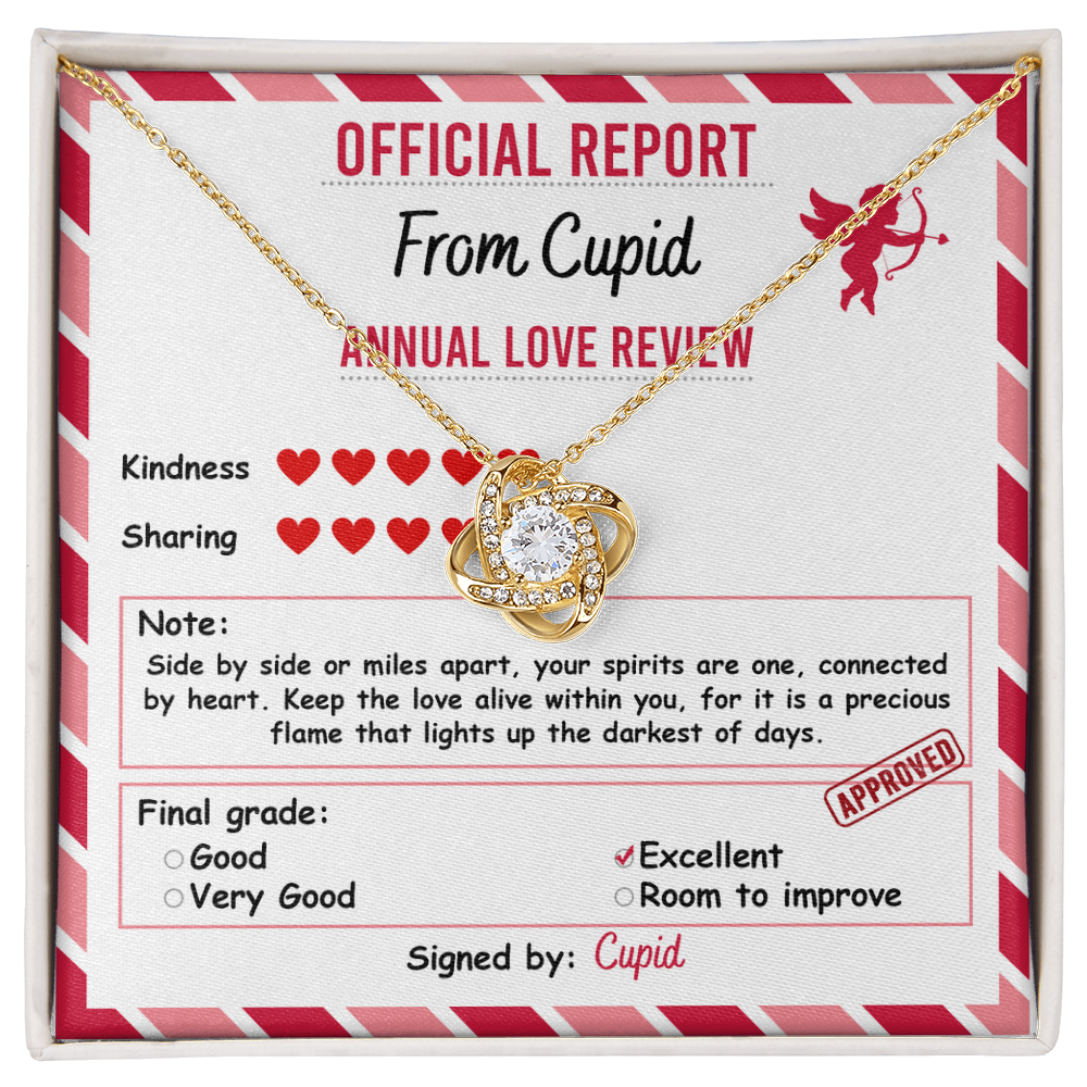 To My Soulmate, Official Report From Cupid - Annual Love Review, Love Knot Necklace, Valentines Gift For Her