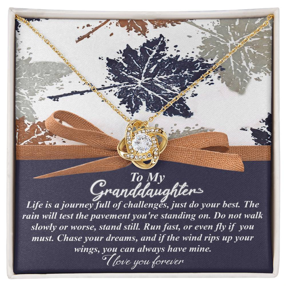 To My Granddaughter, Chase Your Dreams, Love Knot Necklace, Gift For Granddaughter