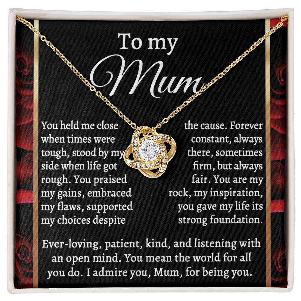 To My Mum, By My Side, Love Knot Necklace