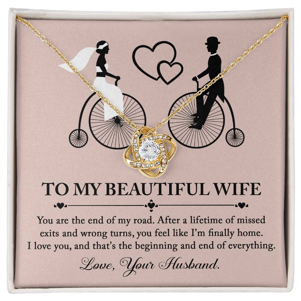 To My Wife, I'm Finally Home, Love Your Husband, Love Knot Necklace