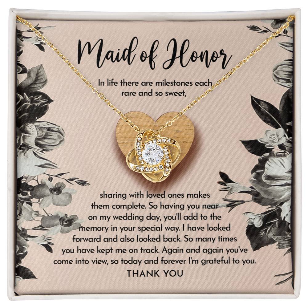 To My Maid Of Honor, On My Wedding Day, Im Grateful To You, Love Knot Necklace