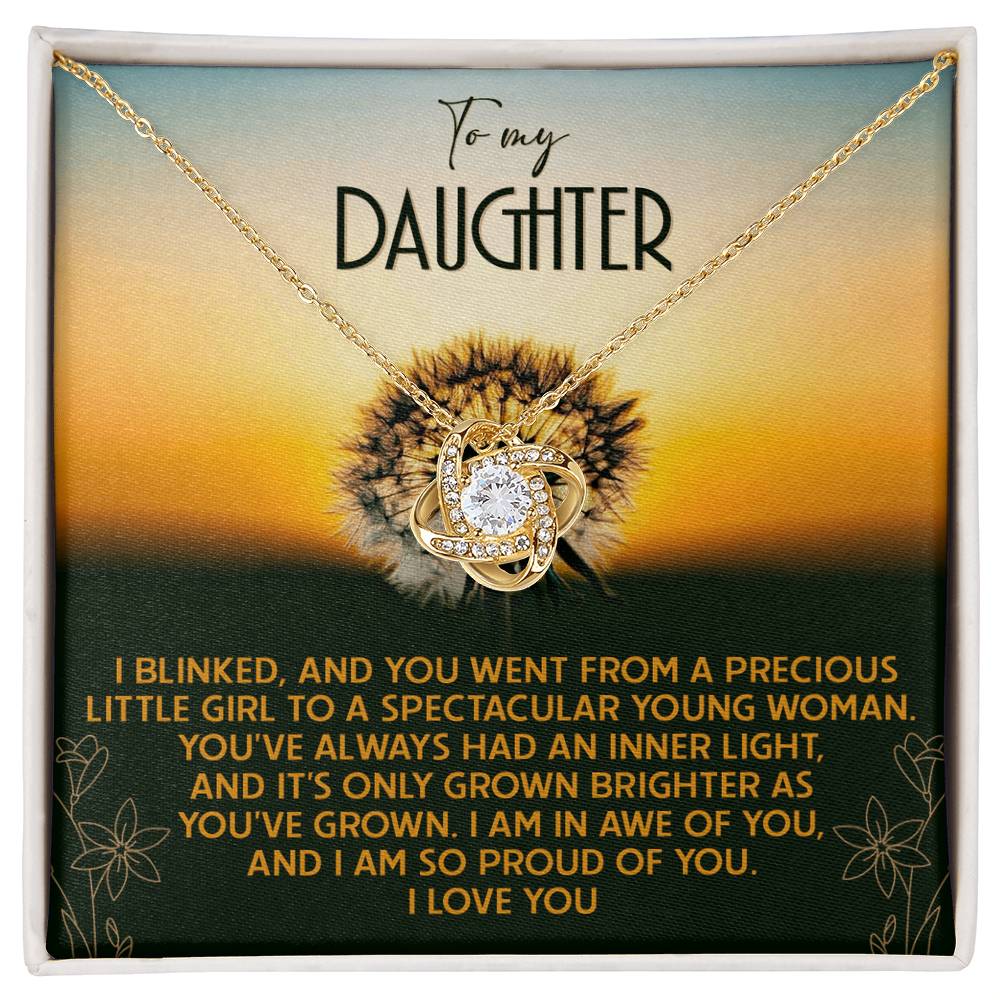 To My Daughter, I Am So Proud Of You, Love Knot Necklace, Gift For Daughter