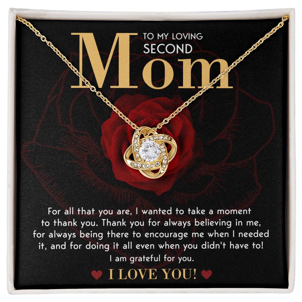 To My Loving Second Mom, I Am Grateful For You, Love Knot Necklace