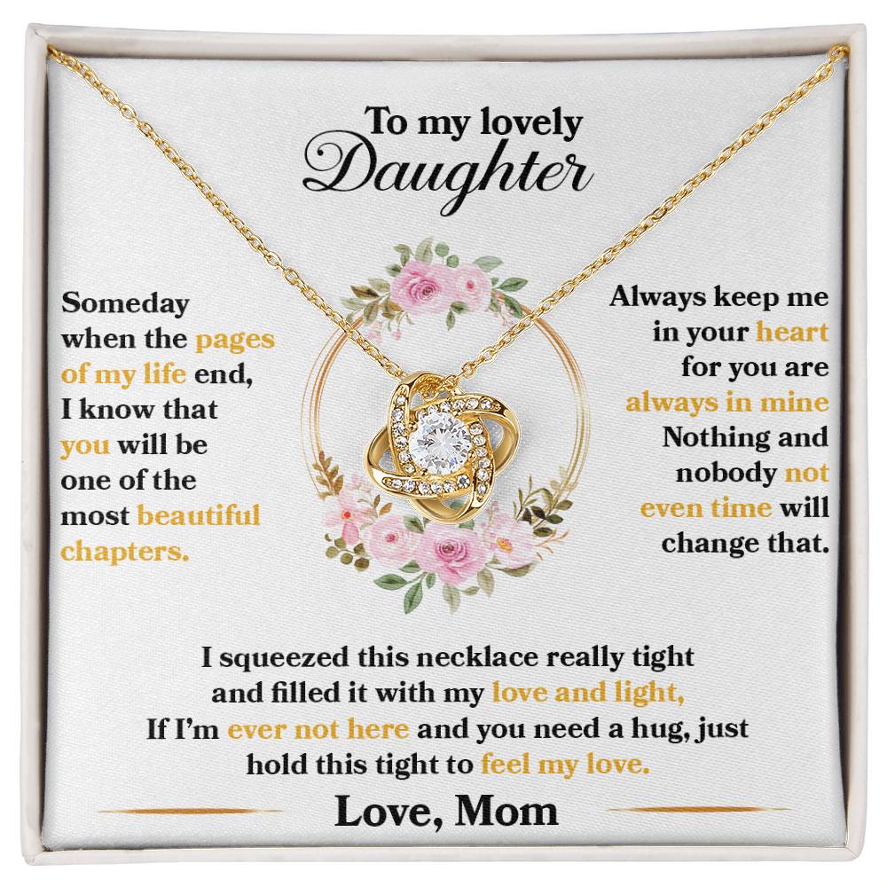 To My Daughter, Always Keep Me In Your Heart, Love Knot Necklace Message Card