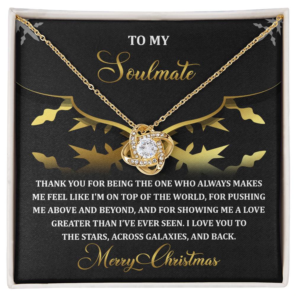 To My Soulmate, I Love You To The Stars And Back, Love Knot Necklace, Christmas Gift For Her