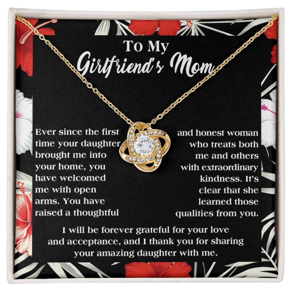 To My Girlfriend's Mom, Forever Grateful, Love Knot Necklace