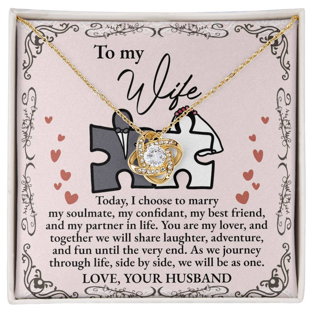 To My Wife, On Our Wedding Day, As We Journey Through Life, Love Knot Necklace