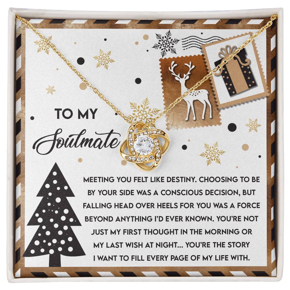 To My Soulmate, Meeting You Felt Like Destiny, Love Knot Necklace, Christmas Gift For Her