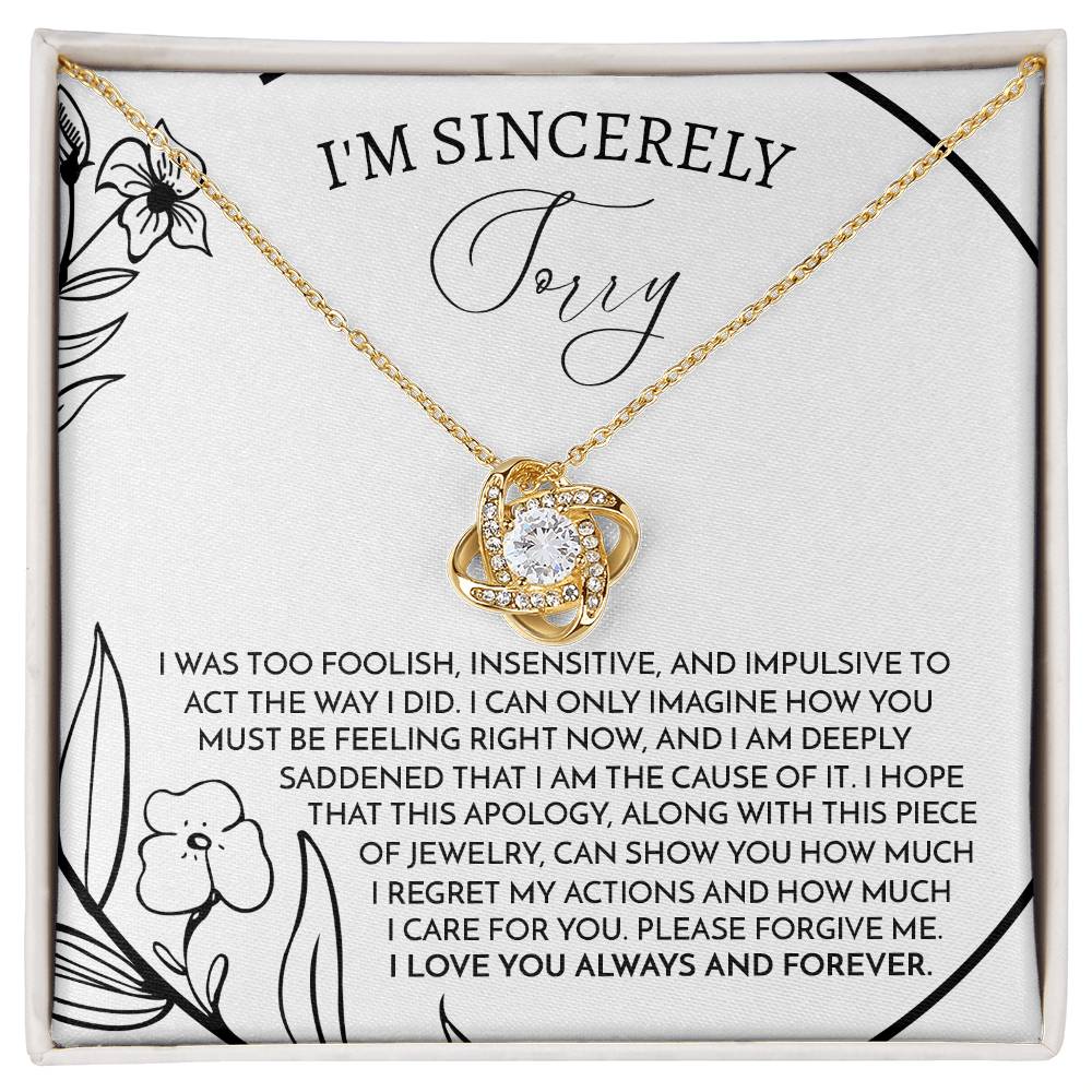 Gift For Her, Im Sincerely Sorry, Please Forgive Me, Love Knot Necklace