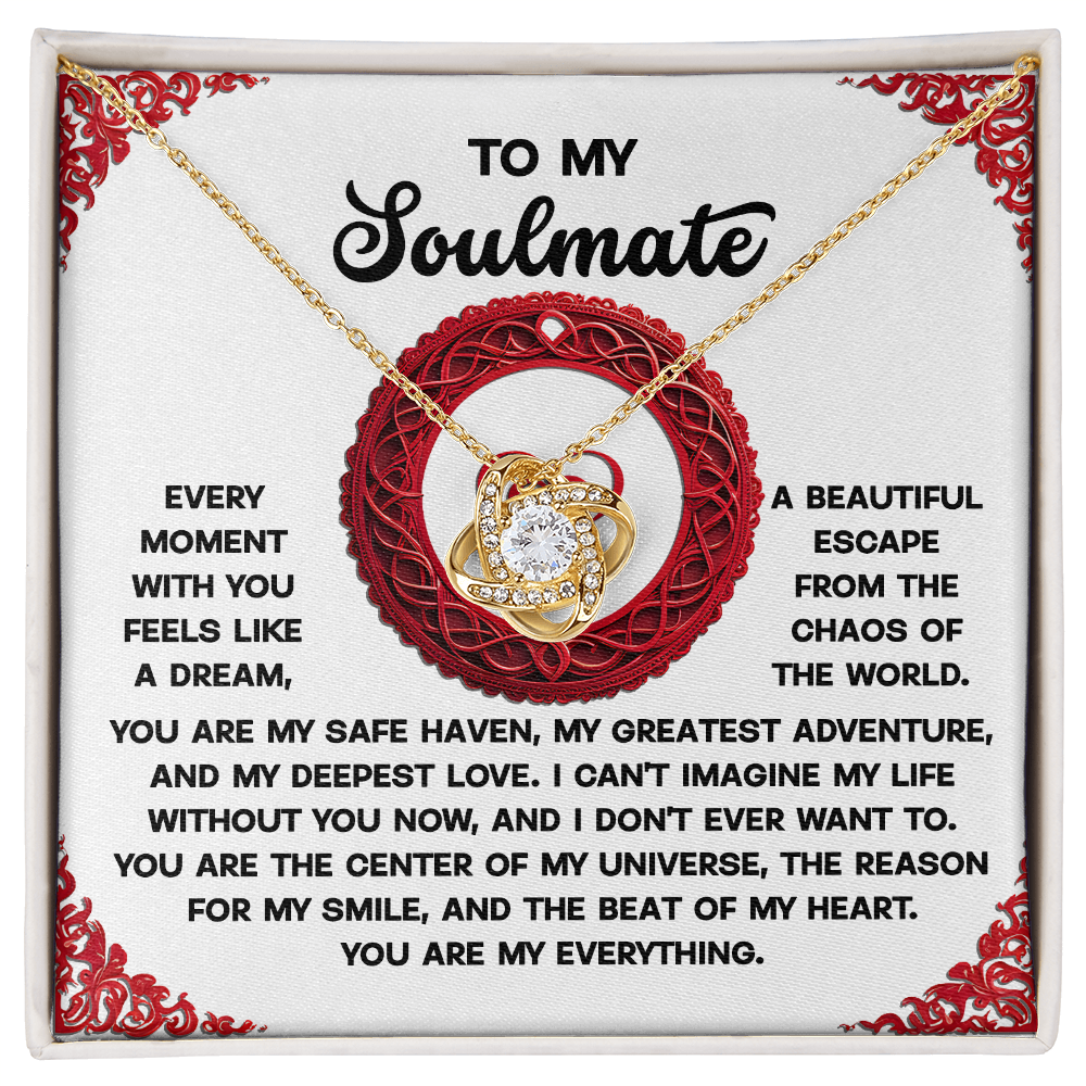 To My Soulmate, I Cant Imagine My Life Without You, Love Knot Necklace, Valentines Gift For Her