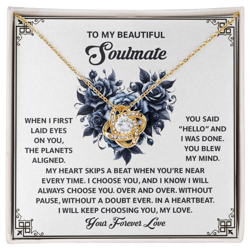 To My Soulmate, My Heart Skips A Beat When You're Near, Love Knot Necklace, Valentines Gift For Her