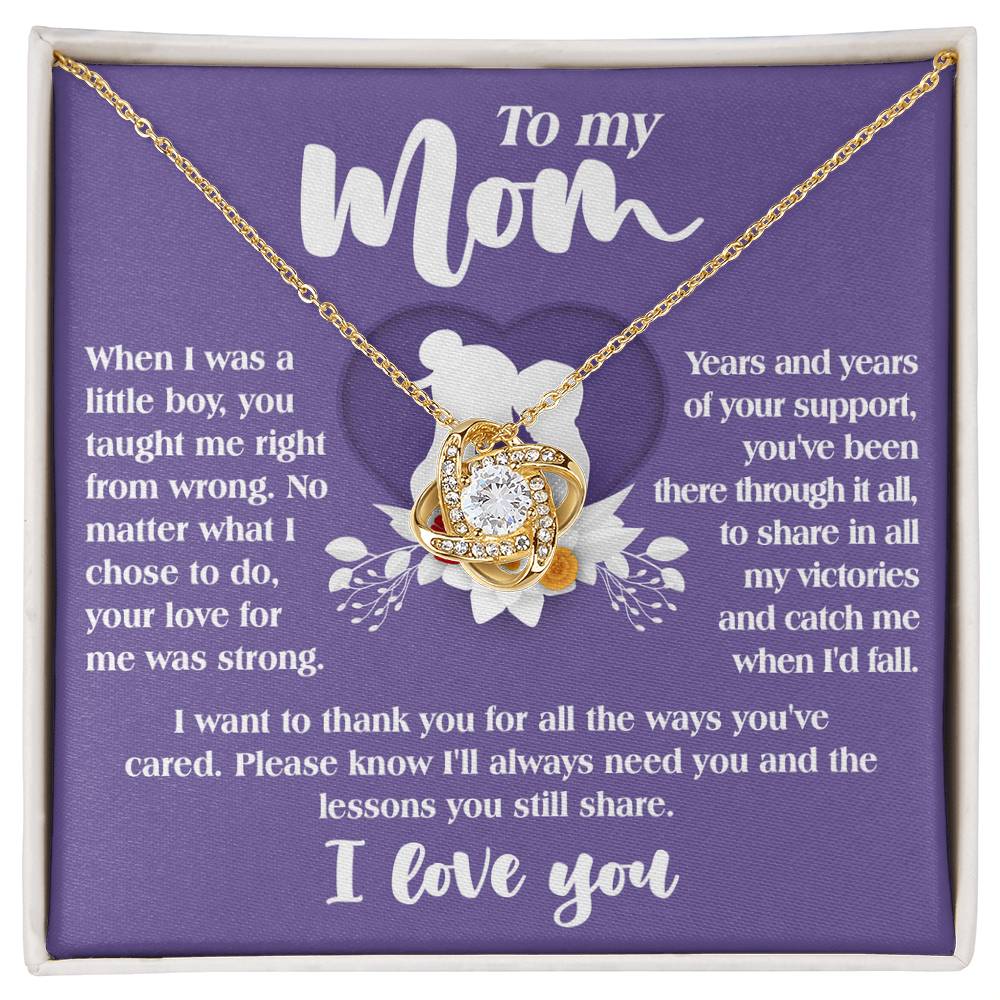 To My Mom, Thanks For All The Ways You Cared, Love Knot Necklace