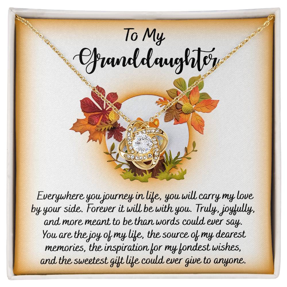 To My Granddaughter, You Are The Joy Of My Life, Love Knot Necklace, Gift For Granddaughter