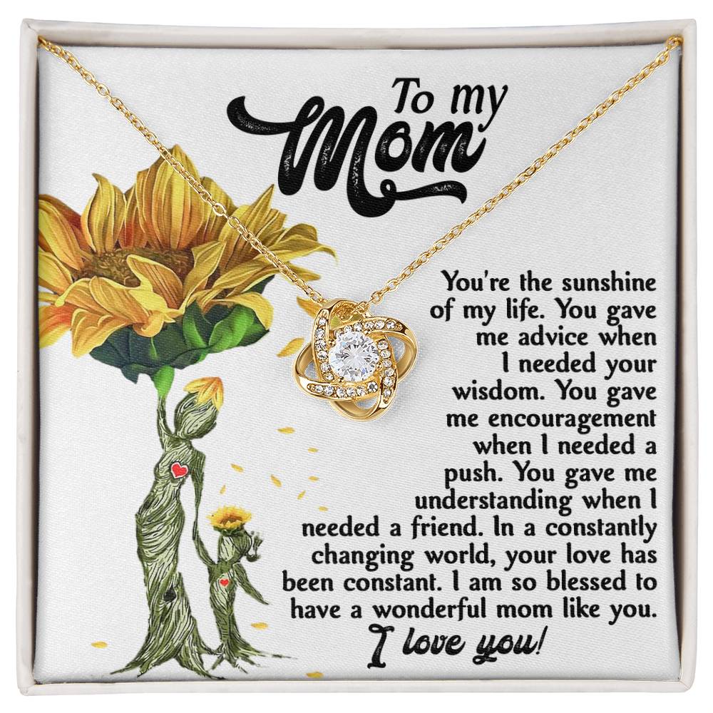 To Mom, Your The Sunshine Of My Life, Love Knot Necklace