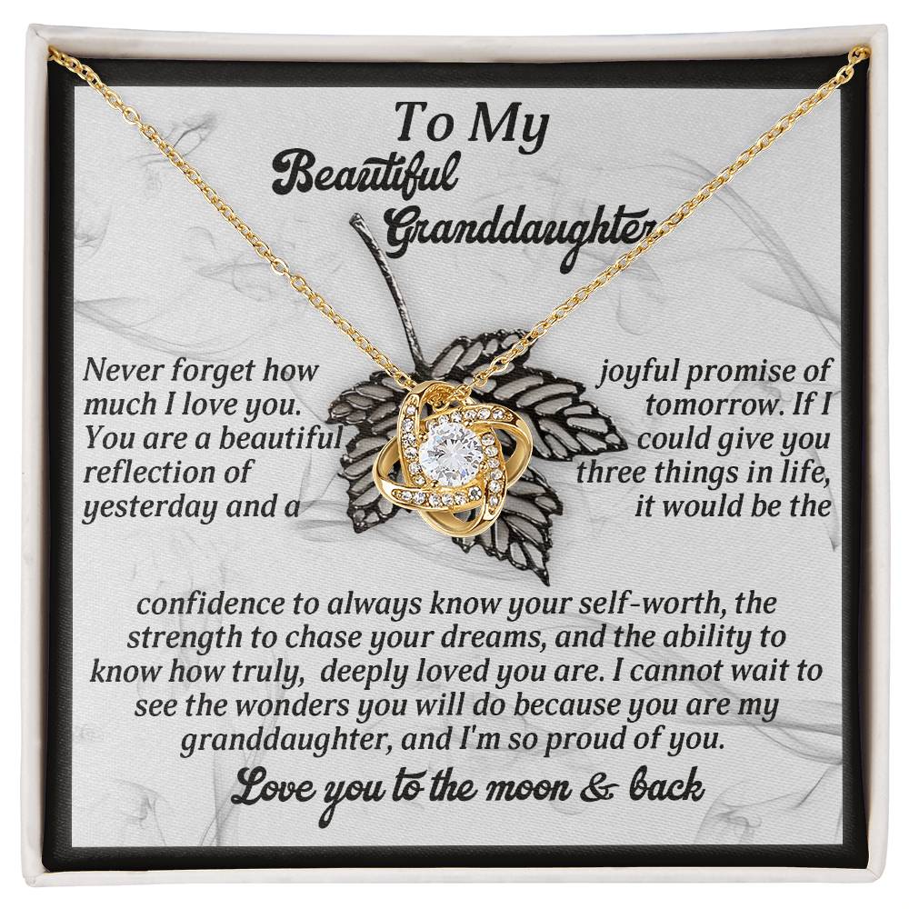 To My Granddaughter, Never Forget How Much I Love You, Love Knot Necklace, Gift For Granddaughter